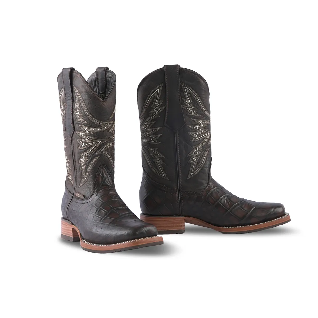 Texas Country Western Boot Flanco Coco Fango Chocolate Toe E659