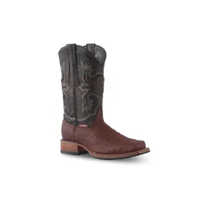 Texas Country Western Boot Ostrich Ranch Cognac Rodeo Toe E671