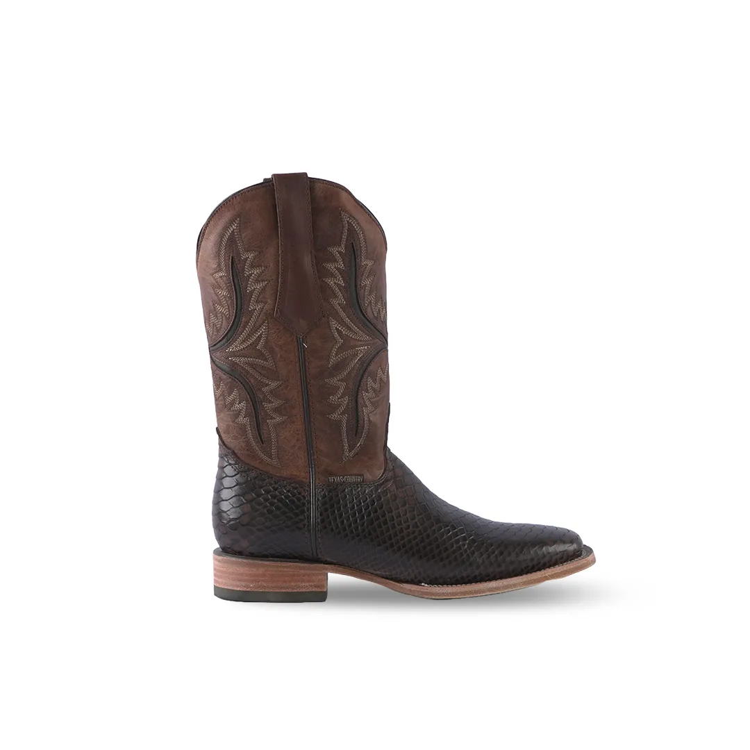 Texas Country Western Boot Python Print Musgo Cafe E594