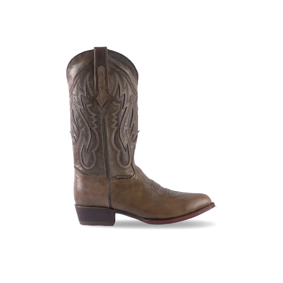 Texas Country Western Boot Savat Camel Oval Gris E902