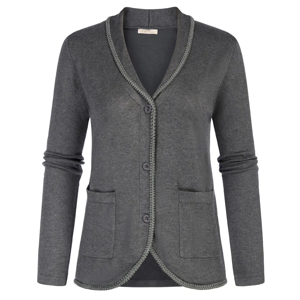 Vintage Shawl Lapel Cardigan Sweater Long Sleeve Knitted Blazer Coat